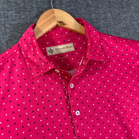 Donald Ross Sportswear Other - Donald Ross Geometric Polo Men Small Pink Ace Diamonds Hearts Golf Performance